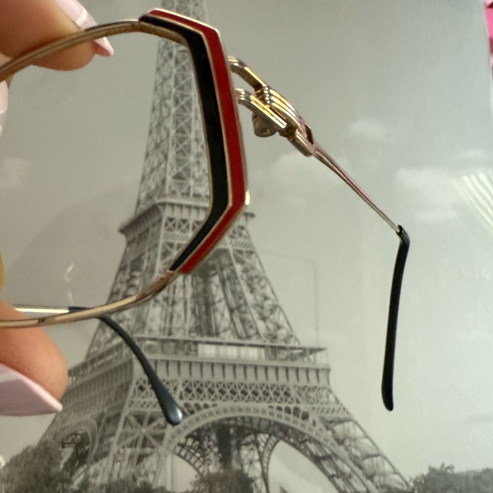 CELINE Vintage Gold and Red Eyeglasses Metal Frames - Picture 16 of 16